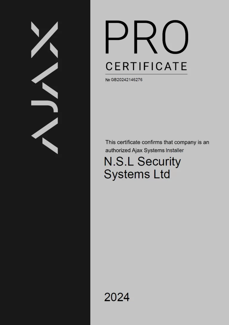 Ajax Authorised Systems Installer Certificate