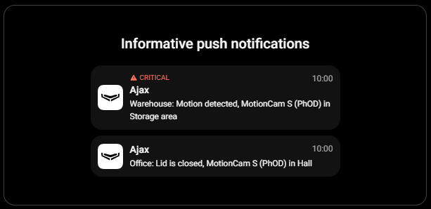 jax Motion Cam S (PhOD) Notifications