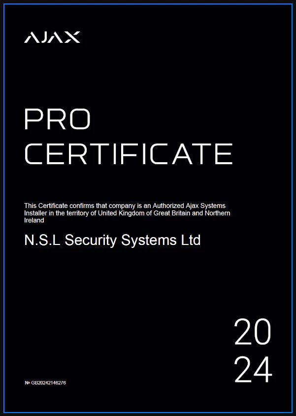 Certified Ajax Authorised Systems Installer NSL