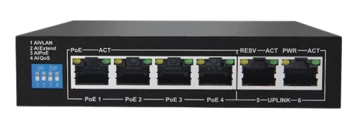 6 Port Gigabit PoE Switch with 2 Uplinks