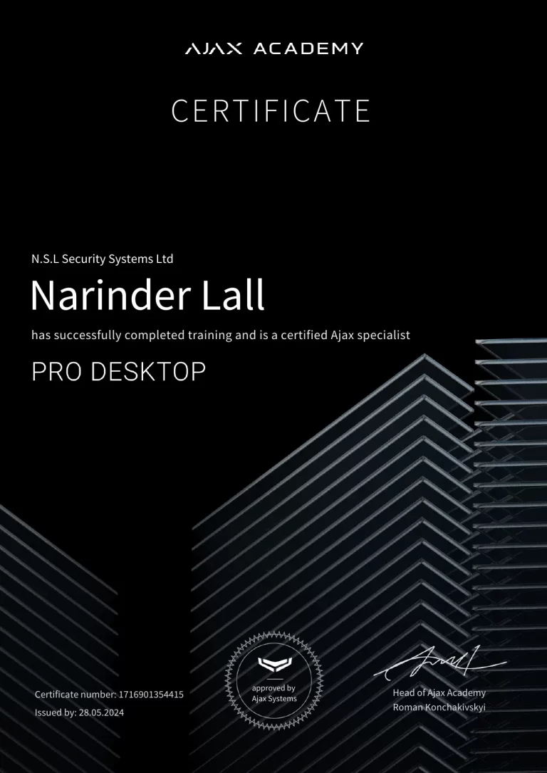 Ajax PRO Desktop Certificate 2025