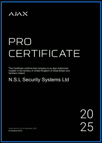 Certified Ajax Authorised Systems Installer NSL 2025